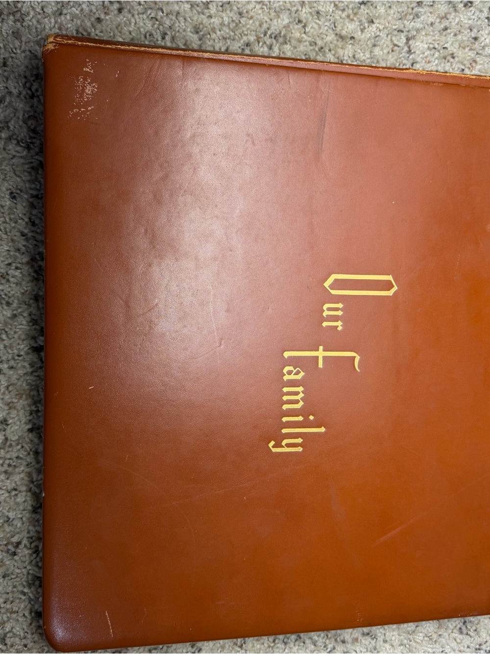 Vintage Brown 'Our Family' Leather Photo Album